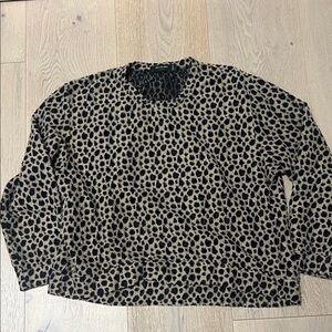 Leopard Print Long Sleeve sweater with cut out lace